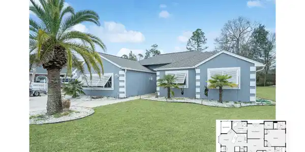 Image 2: Ranch-style house with a front yard, stucco siding, and a shingled roof