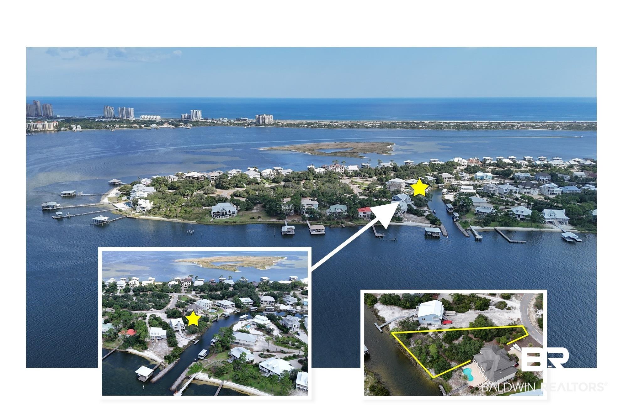 Image 2: View of property location featuring a large body of water and property boundaries highlighted