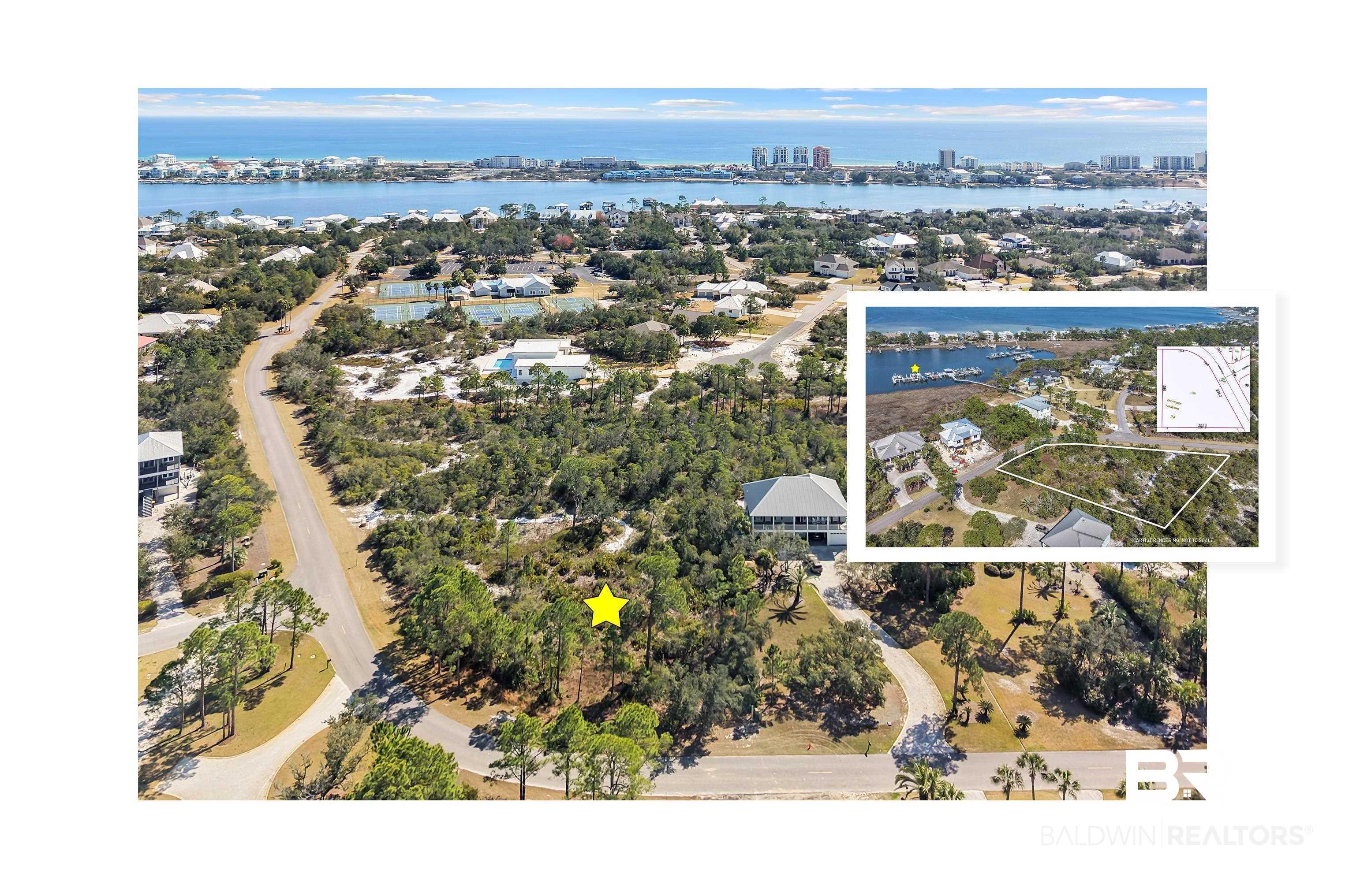 Image 3: Aerial view of residential area with a large body of water