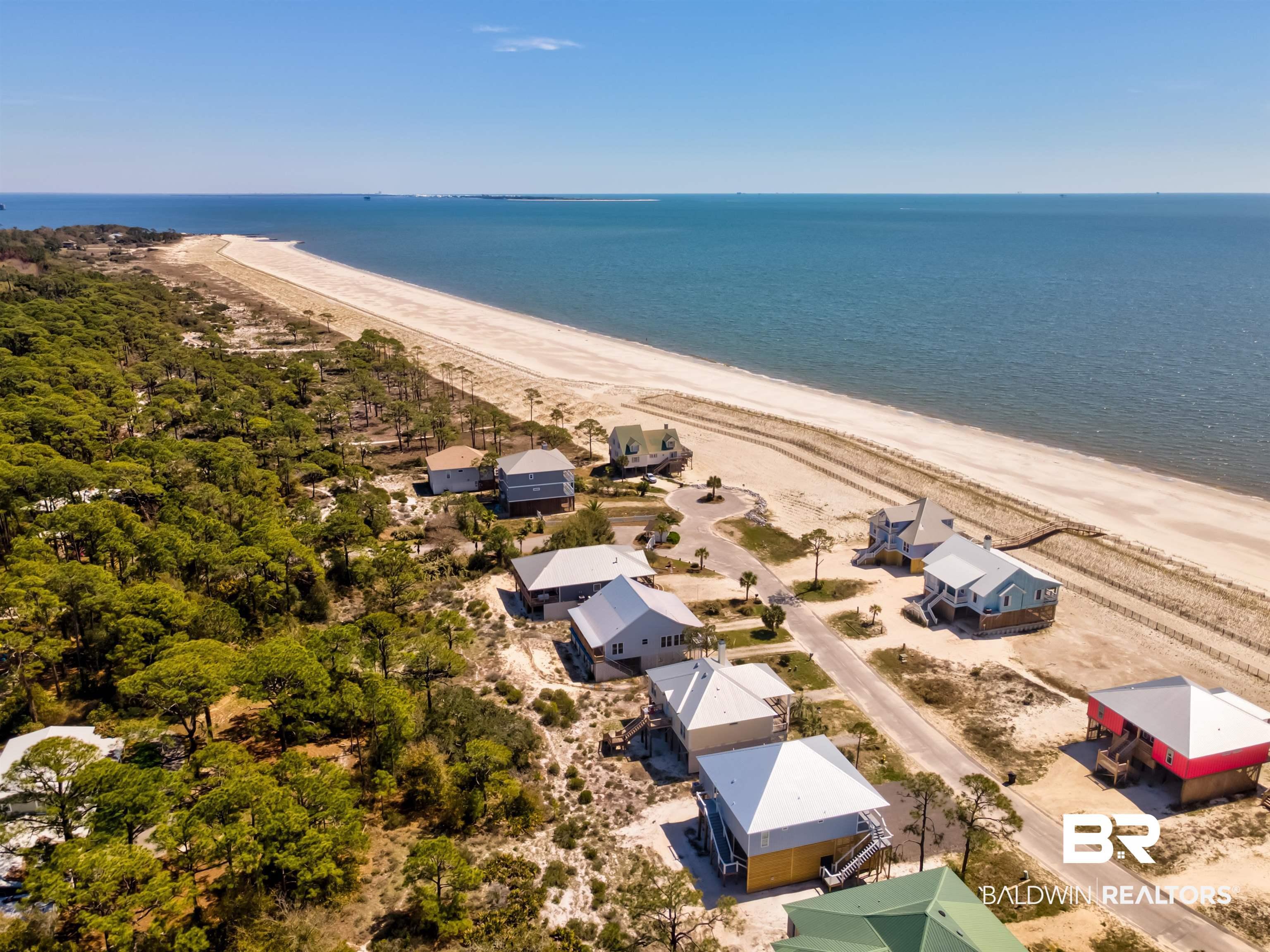 Image 4: Aerial perspective of suburban area with waterfront with a beach