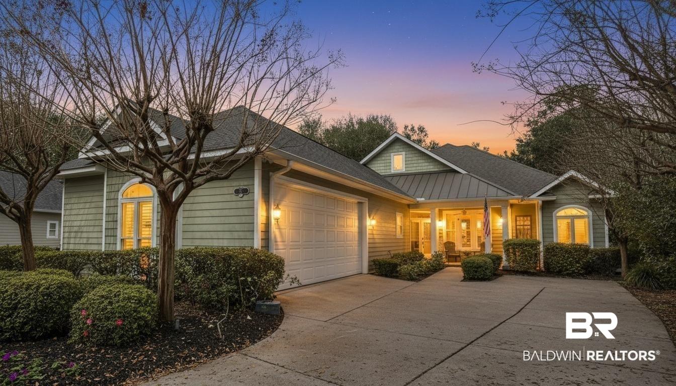Image 2: View of front of house with a shingled roof, a garage, concrete driveway, and covered porch