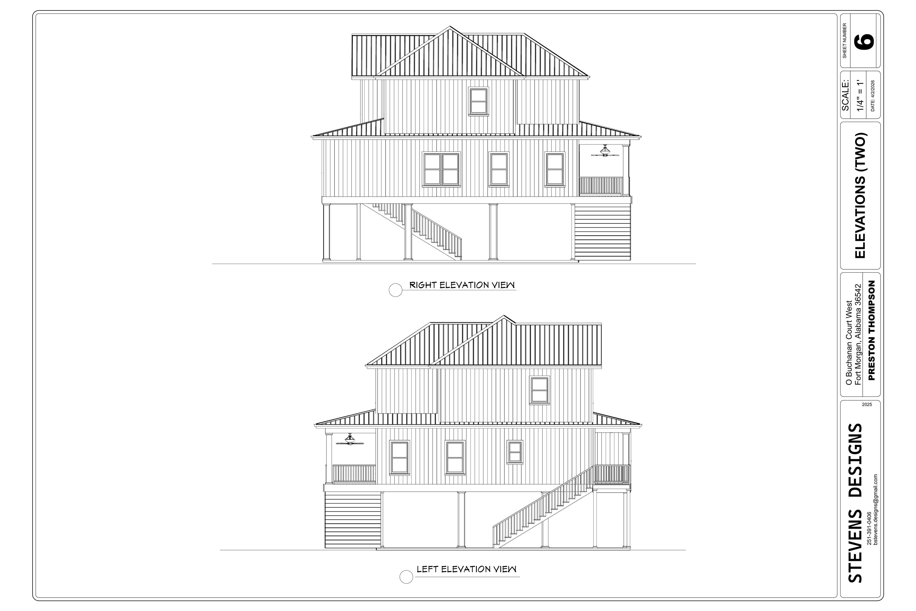 Image 2: Architectural Drawing, Elevations. Illustrating the right and left exterior views of the property