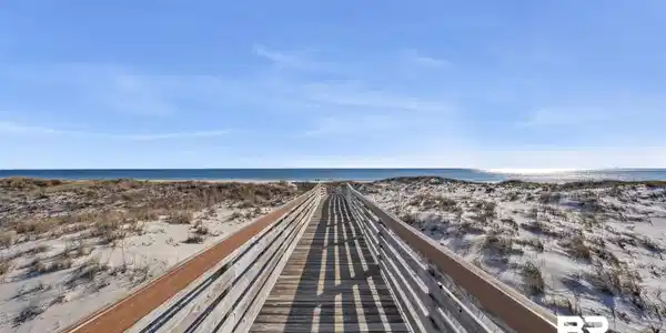 Image 3: Wooden boardwalk extending over sand dunes toward the ocean