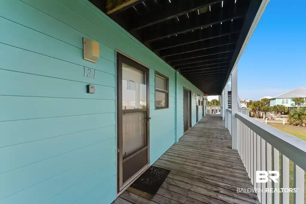 Image 1: View of wooden deck