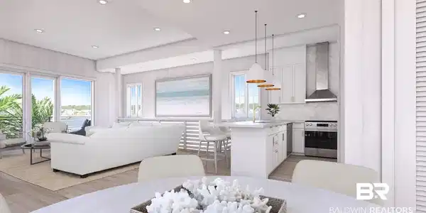 Image 4: Dining area with light wood-style flooring and recessed lighting