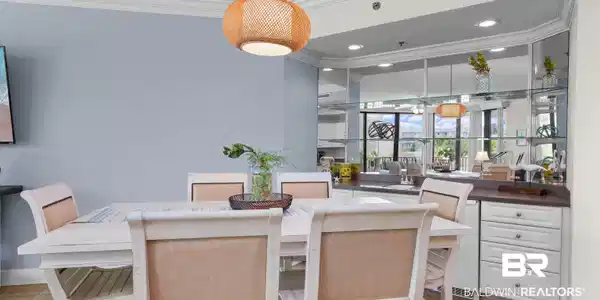 Image 4: Dining space featuring crown molding, light tile patterned floors, and recessed lighting