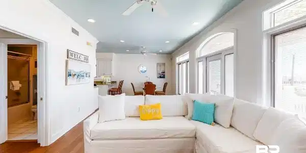 Image 4: Living area featuring recessed lighting, crown molding, light wood-type flooring, and a ceiling fan