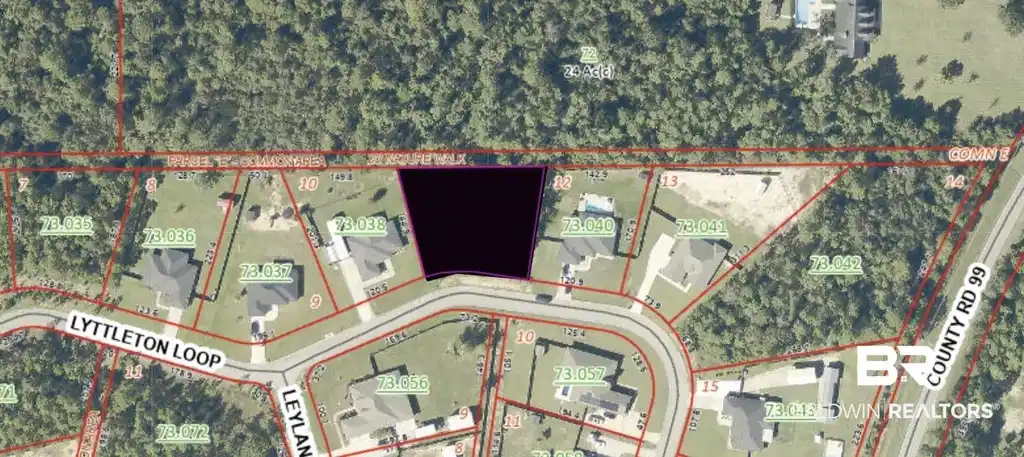 Image 1: Aerial overview of property's location featuring property boundaries highlighted