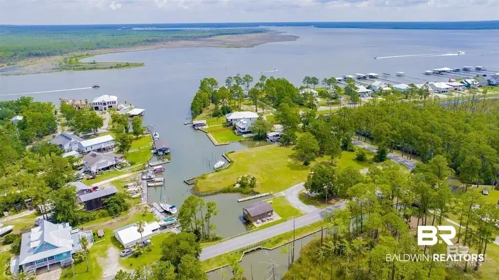 Image 1: Aerial view of a large body of water