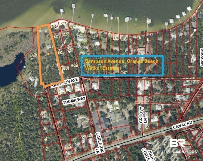 Image 2: Aerial map of property and surrounding area featuring property boundaries highlighted