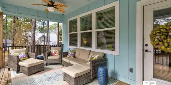 Image 3: Sunroom / solarium with a ceiling fan and an outdoor living space