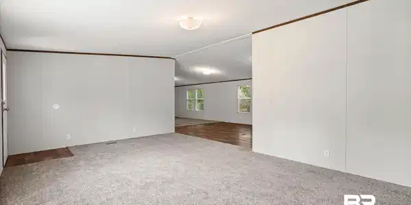 Image 3: Spacious interior featuring neutral carpeting and light-toned walls