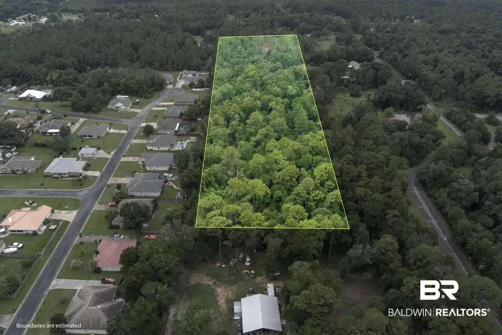Image 1: Aerial view of property's location with property parcel outlined