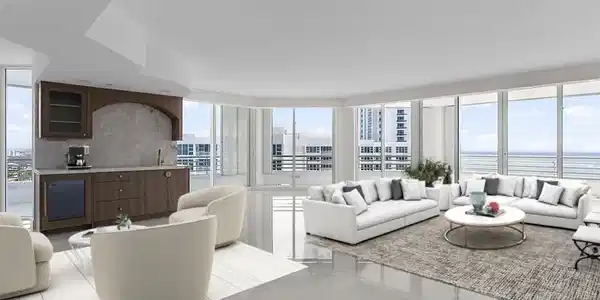 Image 3: Living Room & Bar Area Virtually Staged