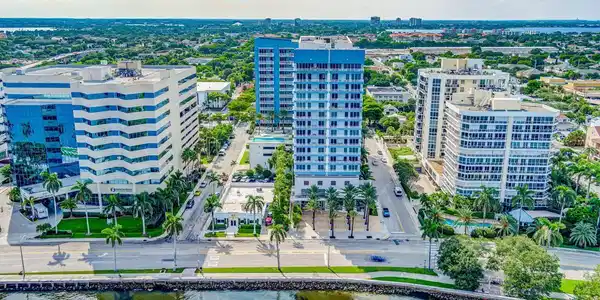 Image 4: Aerial perspective showcasing a waterfront urban l