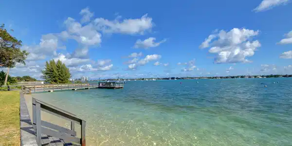 Image 2: View of beach and fishing pier (high tide)