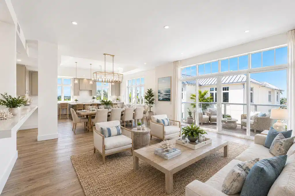 Image 1: Virtually Staged Living, Dining and Kitchen Areas