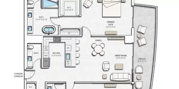 Image 2: Floor Plan/Layout; Two-Bedroom 2.5 bath