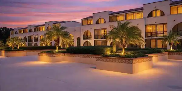 Image 2: The property features a multi-story building with
