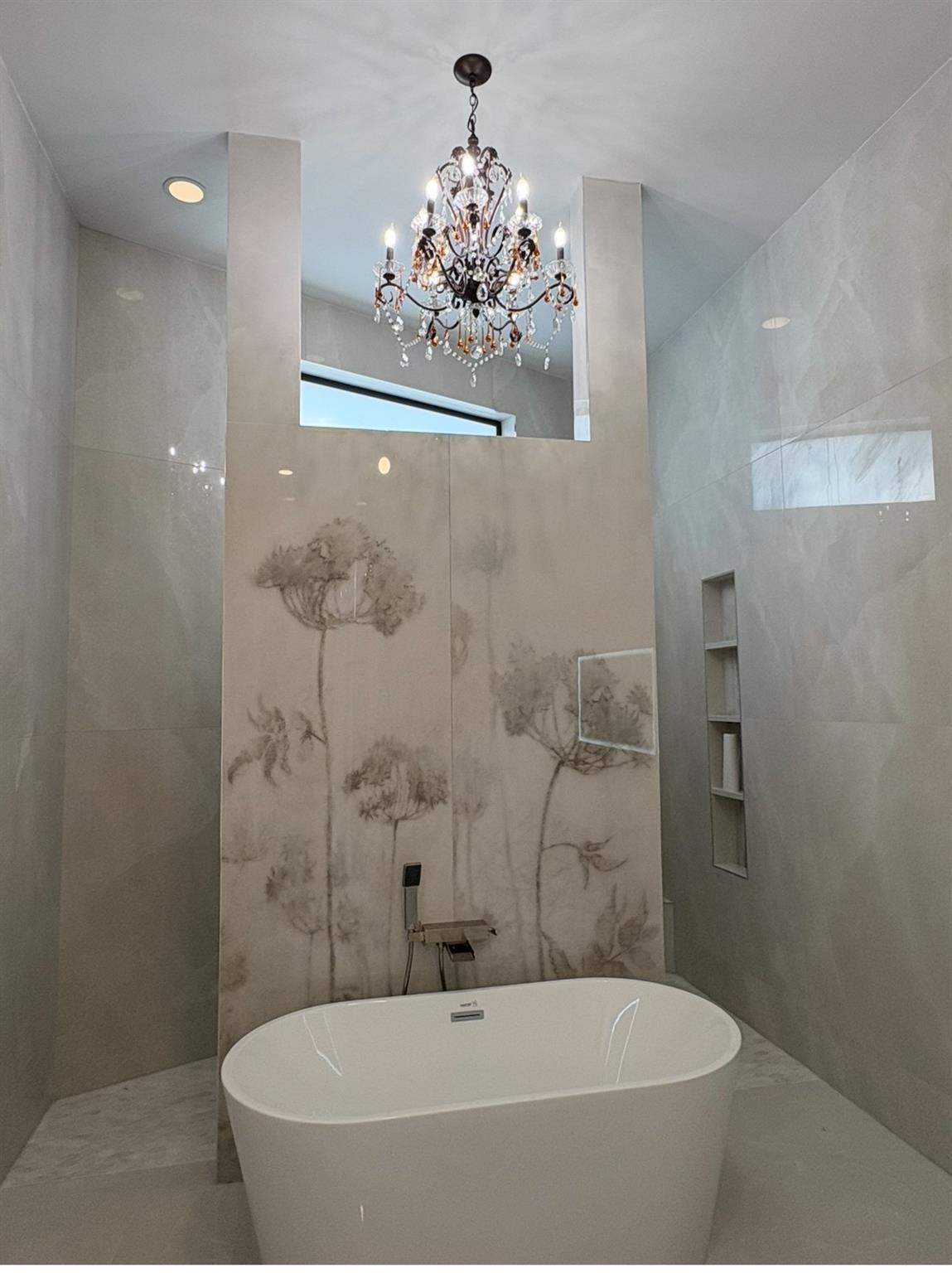 Image 2: Gorgeous Chrystal chandelier in private
 bathroom