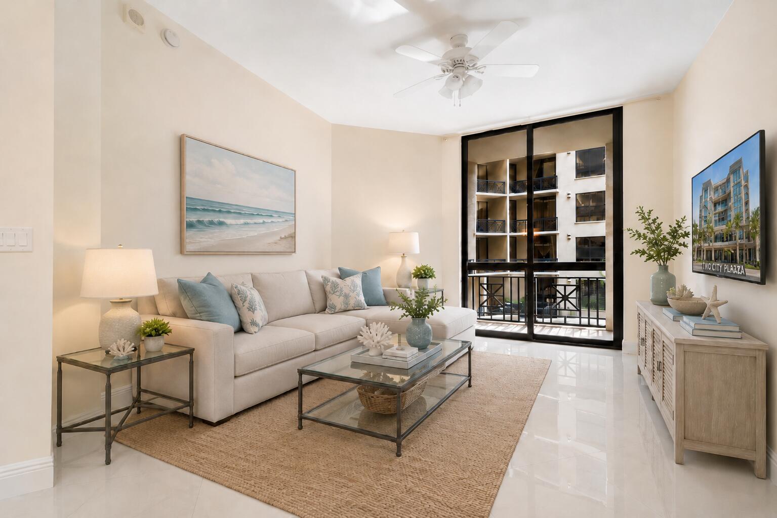 Image 1: Bright Living area with Balcony overlooking courty