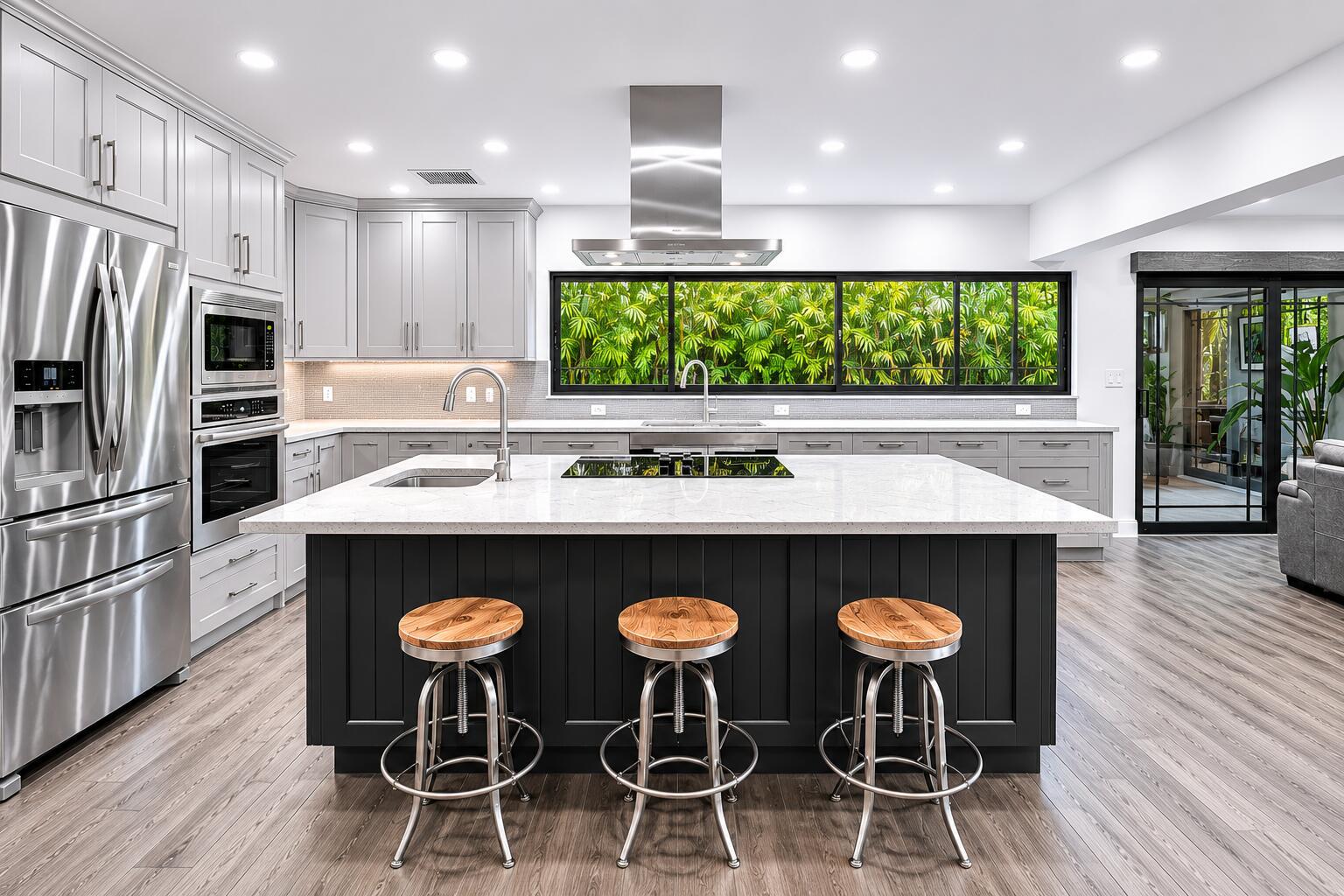 Image 3: Virtually reimagined kitchen with lighter cabinetr