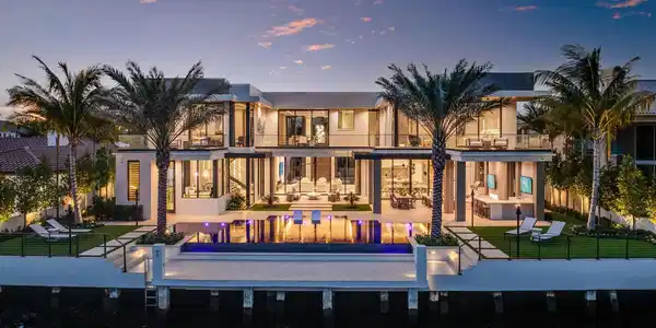 Image 2: 1520_Royal_Palm_Way_Dusk_Drone_04