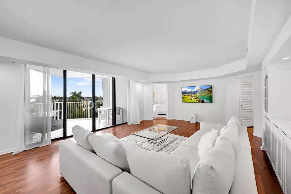 Image 1: living room with waterviews