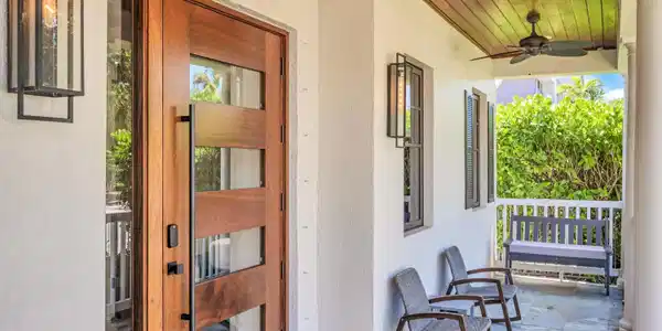 Image 4: Brand new custom mahogany front door.