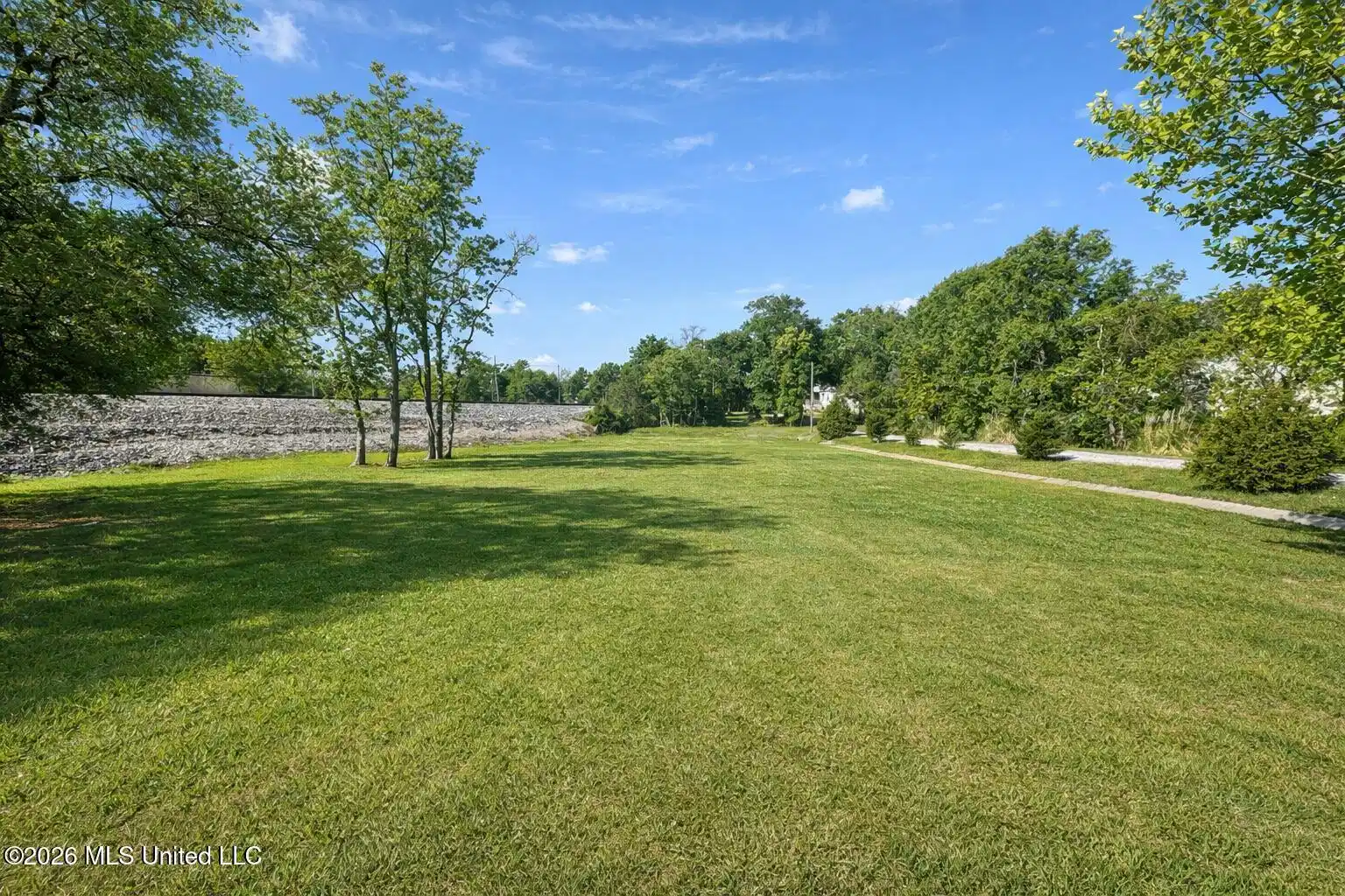 Image 1: Vacant lot with trees and road