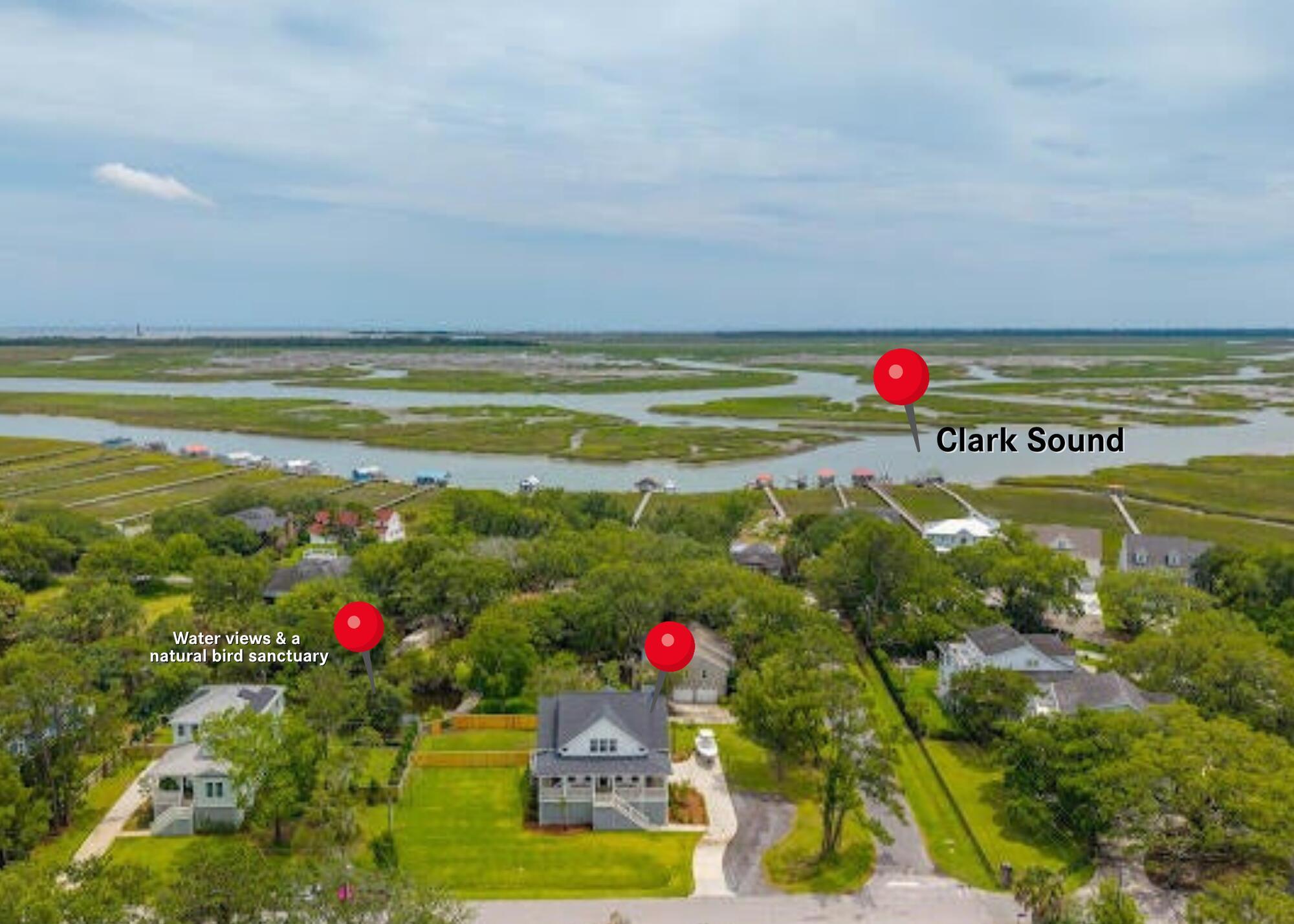 Image 2: Aerial of home with Clark Sound Views