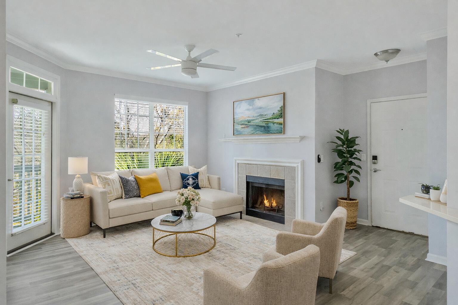 Image 3: Modern living room with cozy features