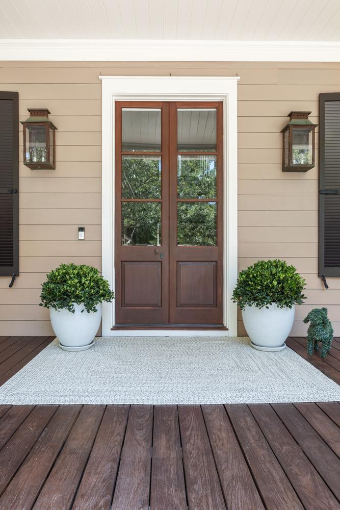 Image 4: Mahogany French Doors with Beveled Glass