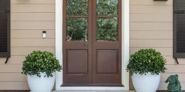Image 4: Mahogany French Doors with Beveled Glass