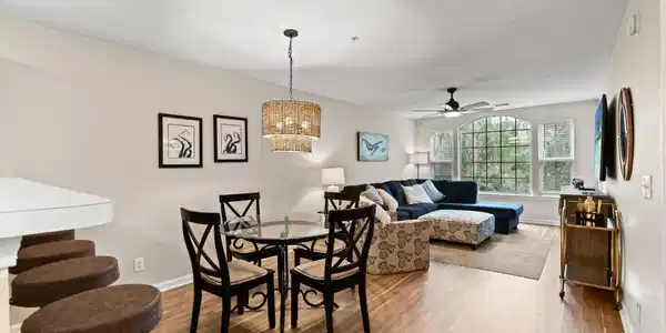 Image 4: Kitchen with white appliances, open floor plan, a Image 4: Kitchen with white appliances, open floor plan, a
