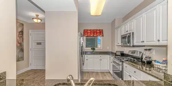 Image 4: Kitchen with dark stone countertops, stainless ste Image 4: Kitchen with dark stone countertops, stainless ste