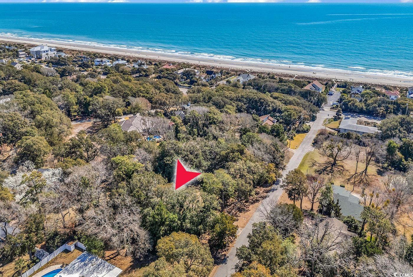 Image 4: Aerial view featuring a view of the beach and a wa