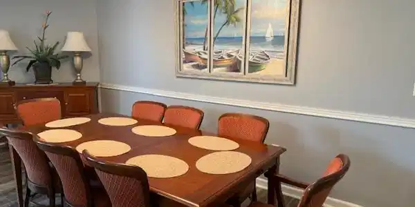 Image 4: Dining room featuring ornamental molding, a chande