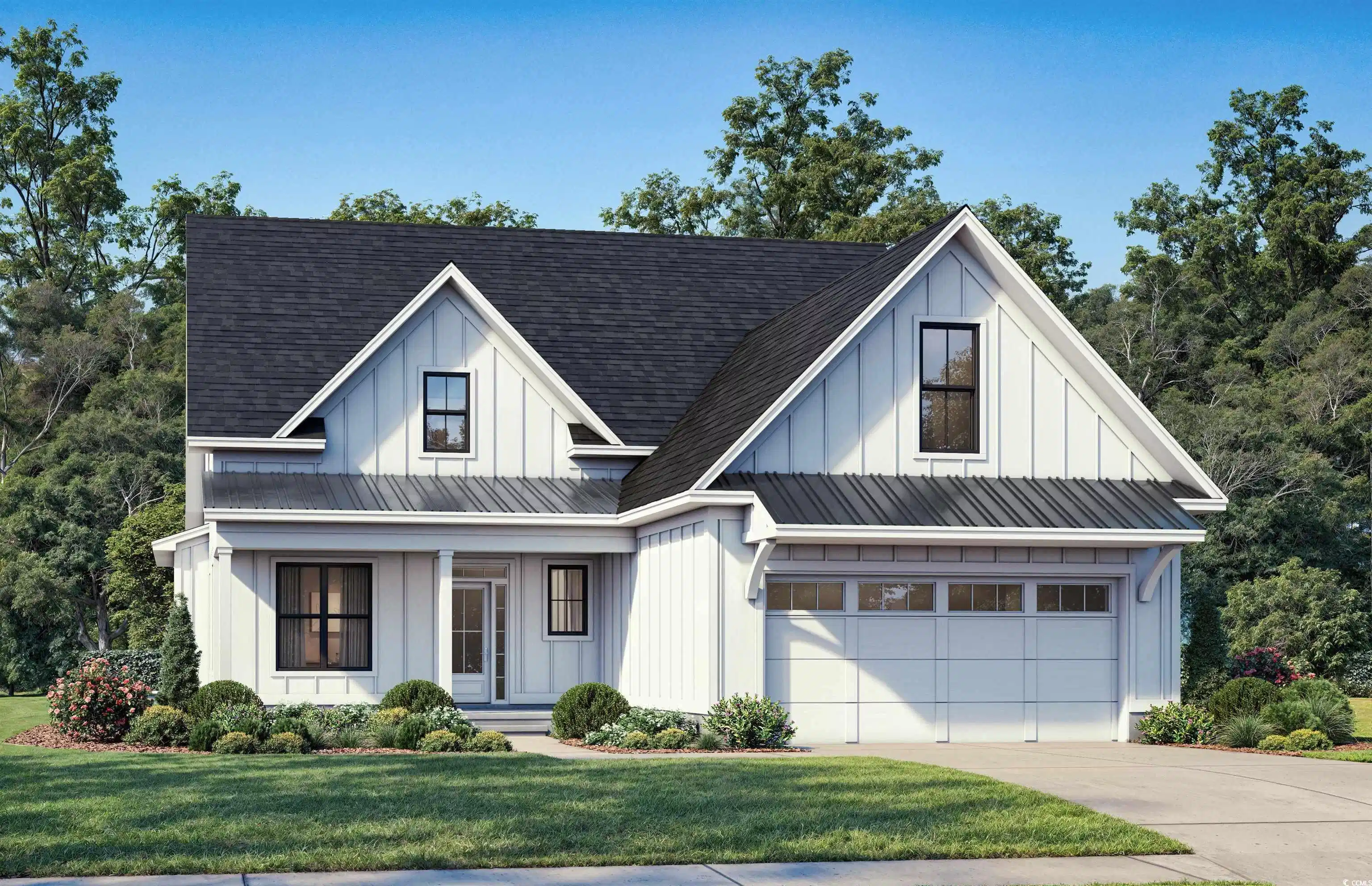 Image 1: Modern inspired farmhouse with board and batten si Image 1: Modern inspired farmhouse with board and batten si