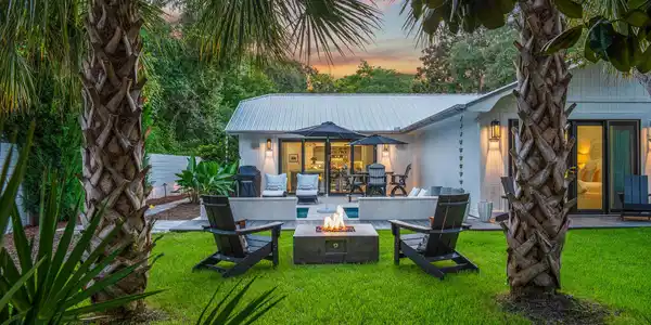 Image 2: Exterior Backyard Twilight