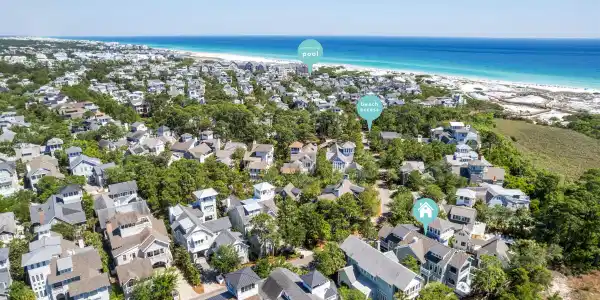 Image 2: Aerial to Beach & Community Pool
