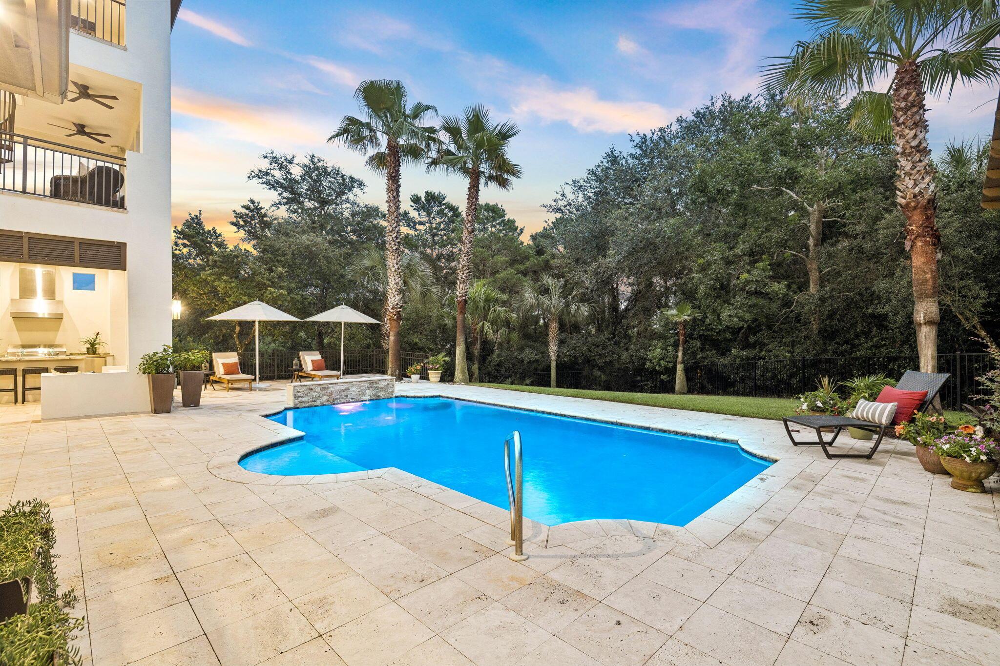 Image 4: Pool & Landscape Buffer at Sunset