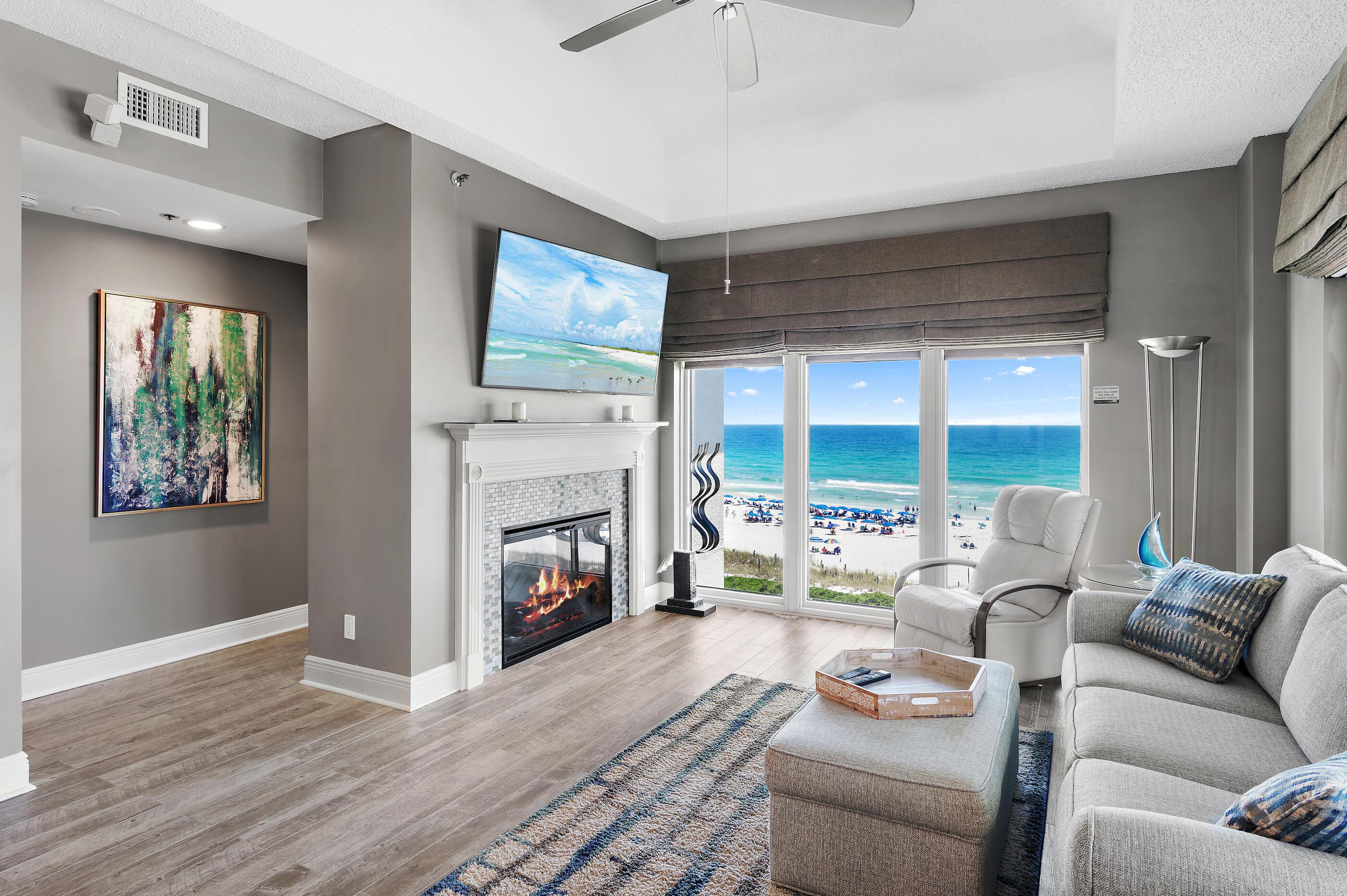 Image 3: Living room with electric fireplace