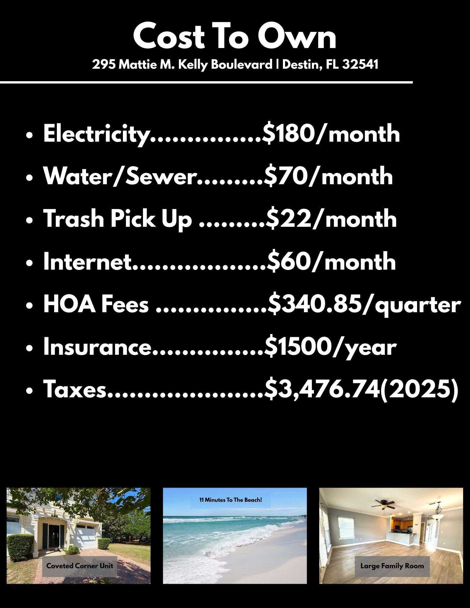 Image 4: Cost to own 295 Mattie M Kelly Way