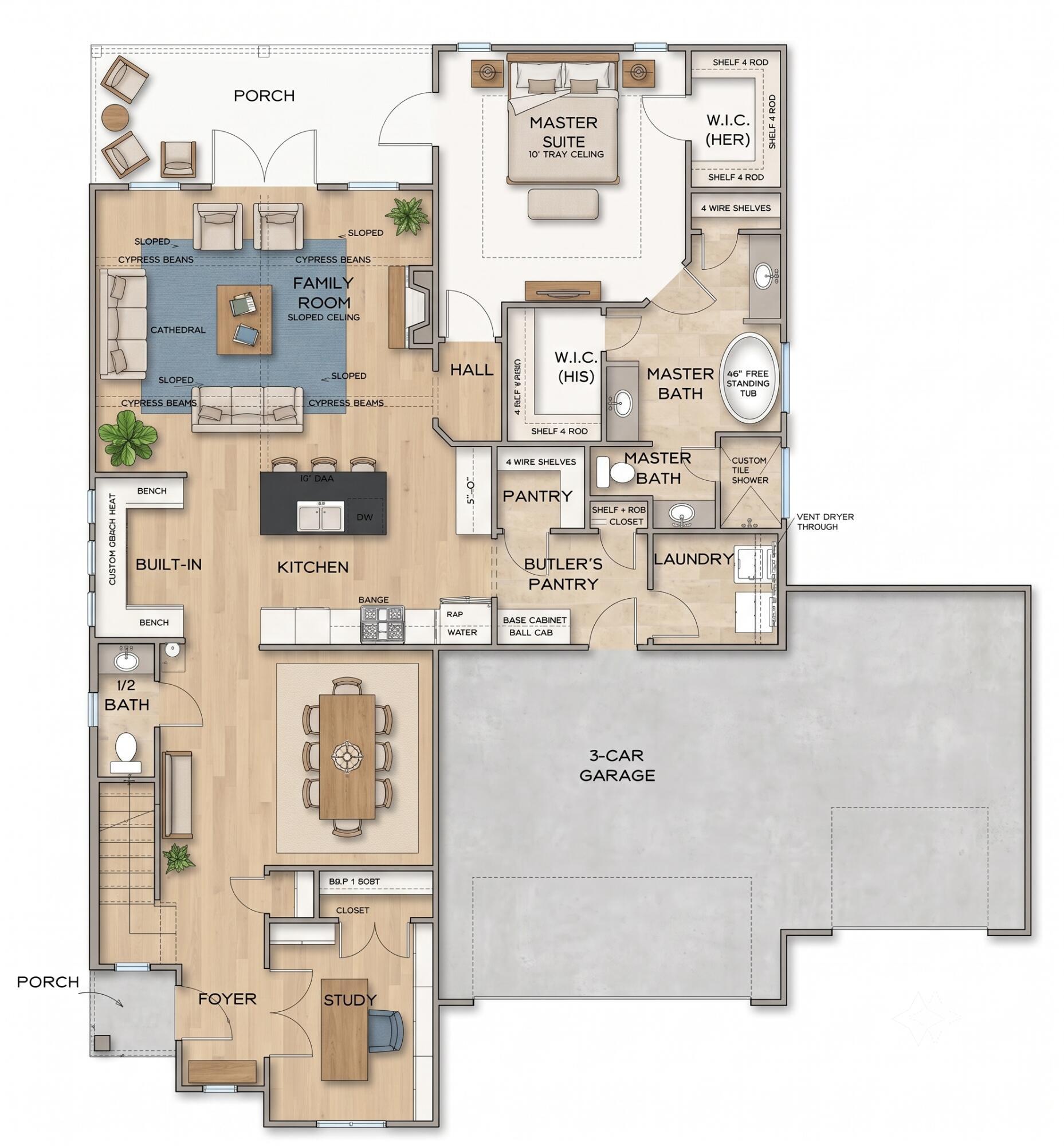 Image 2: Bodden Floorplan - 3 Car Garage