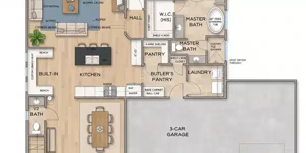 Image 2: Bodden Floorplan - 3 Car Garage