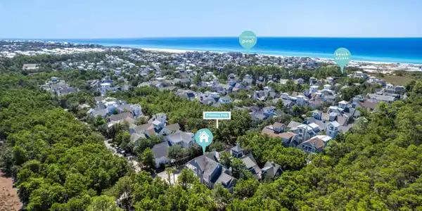 Image 3: Aerial to Beach & Community Pool