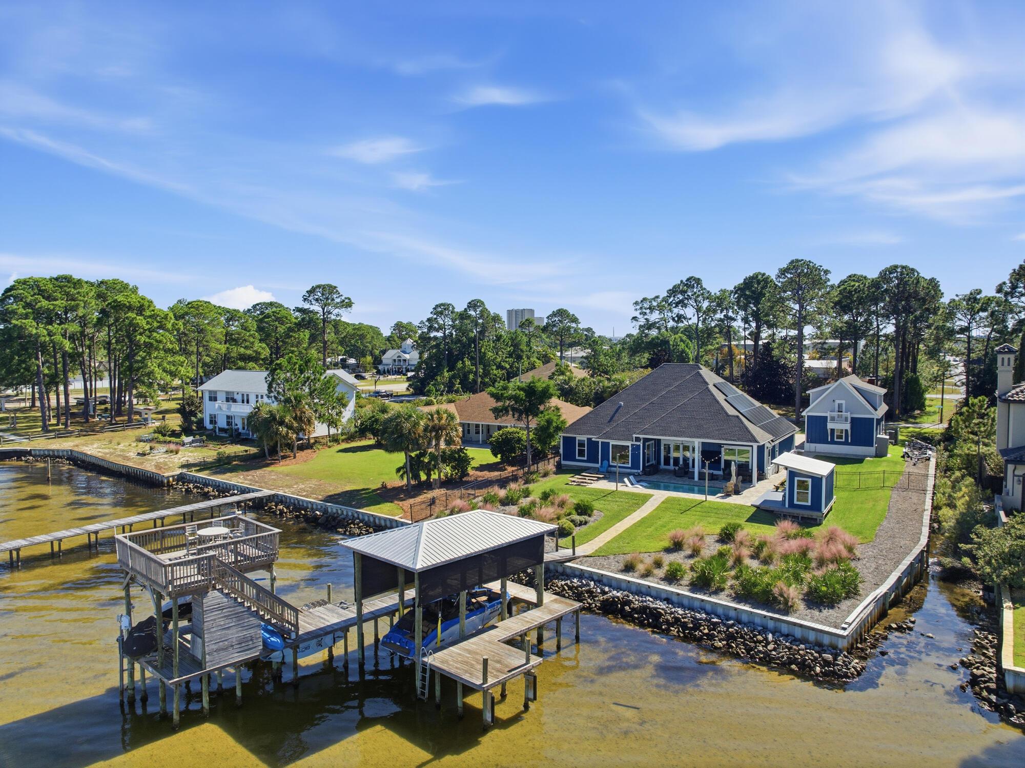Image 1: Rear View of Home & Dock