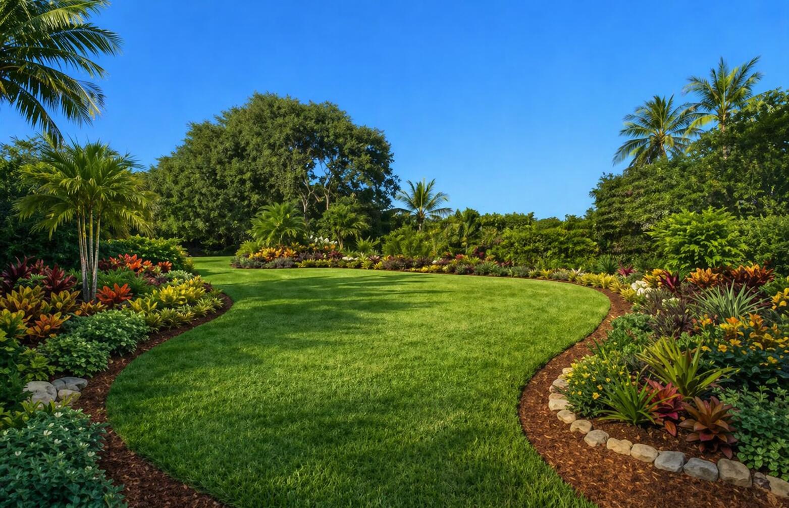 Image 1: Tropical garden with lush greenery (1)
