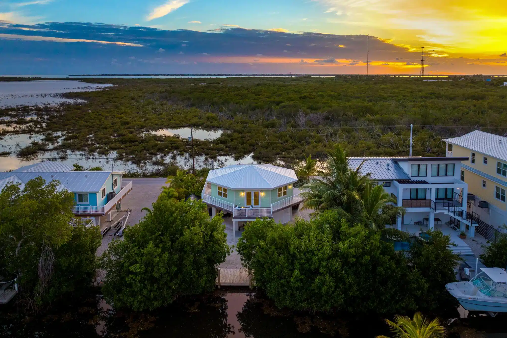 Image 1: Sunset Aerial w/ Views of Salt Ponds